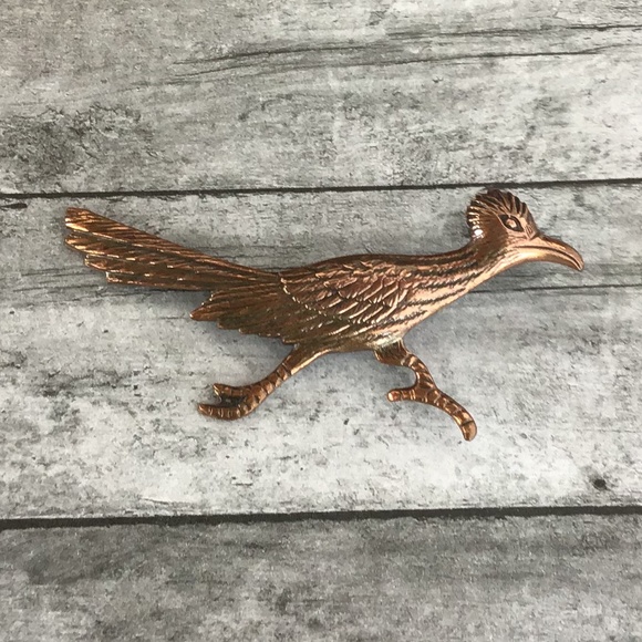 Vintage Copper Roadrunner Bird Pin Brooch - Picture 6 of 11